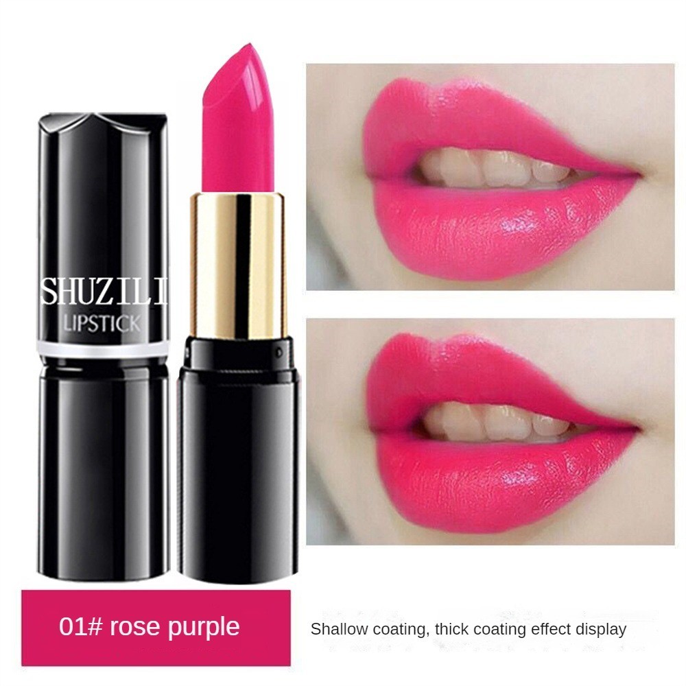 DazHom [พร้อมส่ง]Shuzili 12 สี Round Tube ลิปสติก Matte กันน้ํา Moisturizing Non-stick Cup Non-drying High Pigment Qi Field Red liptint