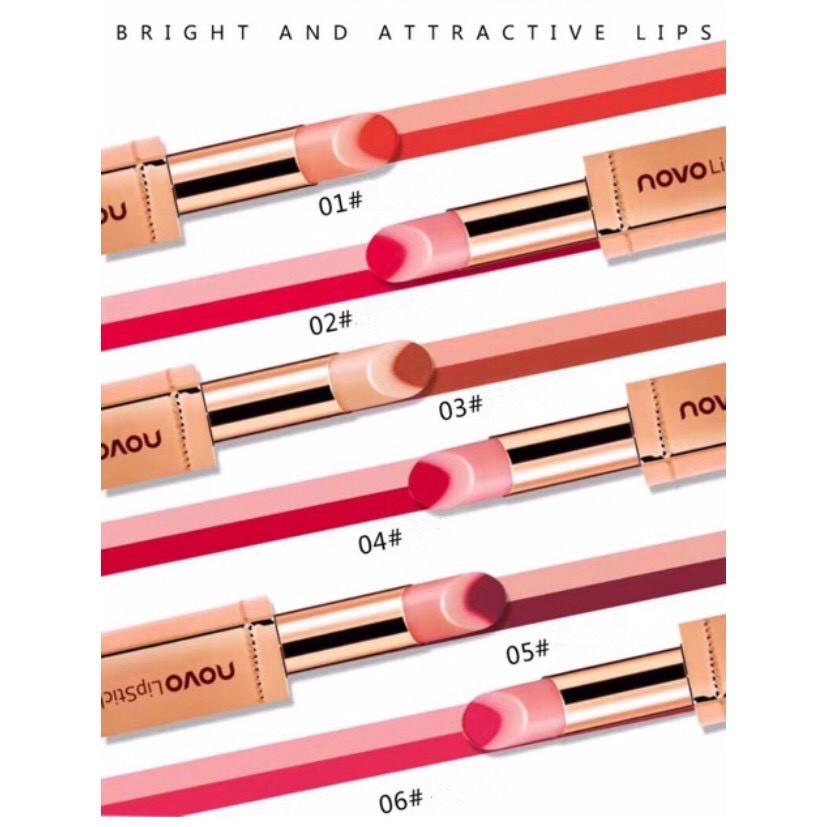 ลิปทูโทน โนโว novo double color ฝาครอบแบบแม่เหล็ก แท่งสีทอง Novo Hydra lip สายแบ๊วต้องมี 5154