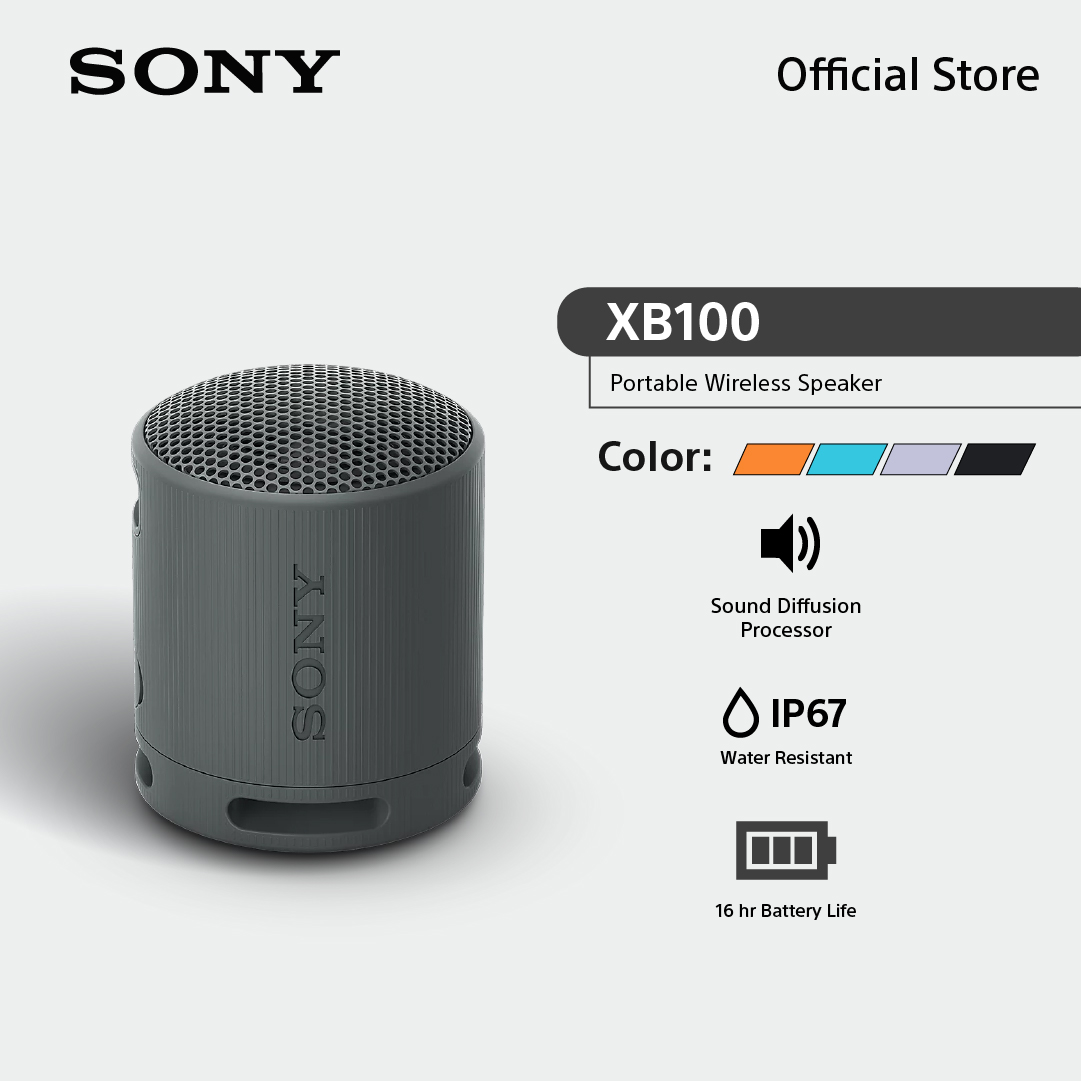 Sony ลำโพงบลูทูธพกพา รุ่น SRS-XB100 ขนาดกะทัดรัด นานสูงสุด 16 ชม. กันน้ำ กันฝุ่น IP67