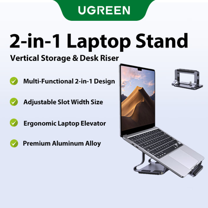 UGREEN Vertical Laptop Stand Adjustable Aluminum Laptop Holder Desktop Organizer Space Saving Ergonomic Notebook Riser for Desk with Cooling Space Silicone Protection for MacBook Pro Air Notebook PC up to 17 Inch | Lazada Thailand