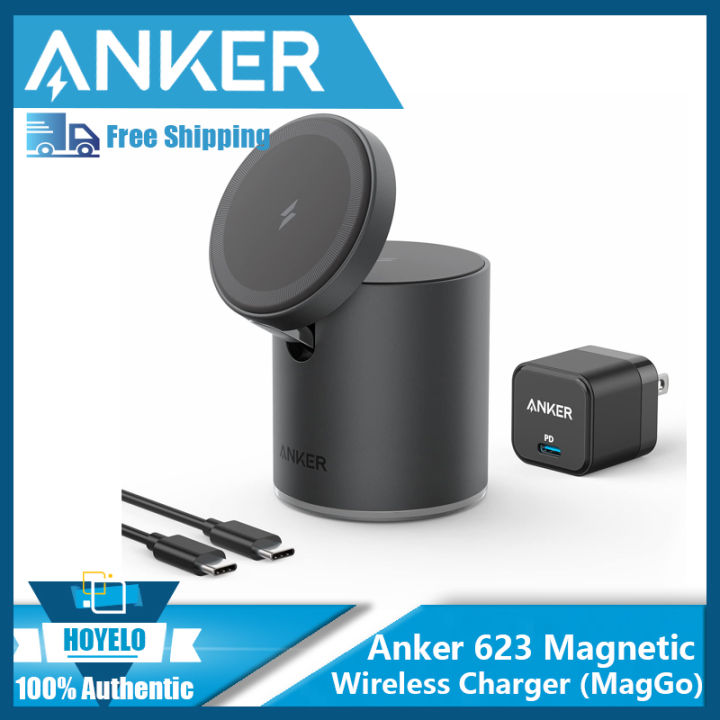 Anker ที่ชาร์จไร้สายแม่เหล็ก,623 MagGo 2-In-1สถานีชาร์จไร้สายพร้อมที่ชาร์จ20W USB-C สำหรับ iPhone 13/13 Pro/ 13 Pro Max/ 13 Mini/iphone 12/12 Pro, AirPods Pro | Lazada Thailand