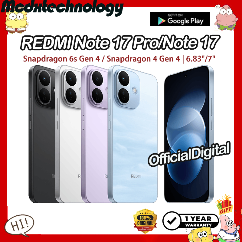 REDMI Note 17 Pro Snapdragon 6s Gen 4 REDMI Note 17 Snapdragon 4 Gen 4 6.83"/7" | สนับสนุน Google & ไม่มีไทย | Shopee Thailand