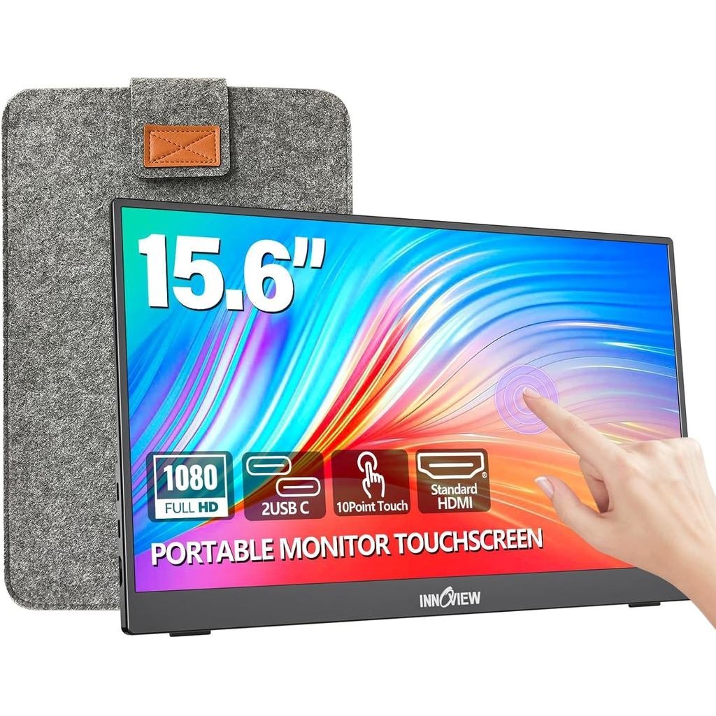 InnoView จอภาพแบบพกพาหน้าจอสัมผัส 15.6 "1080P จอภาพหน้าจอสัมผัส 10 จุดแบบพกพาพร้อมแขนป้องกันขาตั้งในตัว, 1200:1 HDMI USB C Travel Monitor สําหรับแล็ปท็อป, PC, Ma | Shopee Thailand