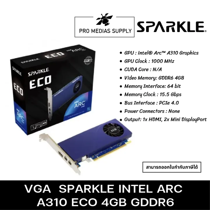 VGA (การ์ดแสดงผล) SPARKLE INTEL ARC A310 ECO 4GB GDDR6 | Lazada Thailand