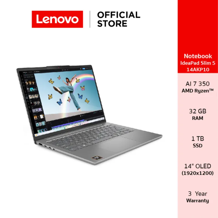Lenovo IdeaPad Slim 5 14AKP10(83HX0049TA)Notebook Ryzen AI 7 350 2x16GB SSD 1TB 14" WUXGA | Lazada Thailand