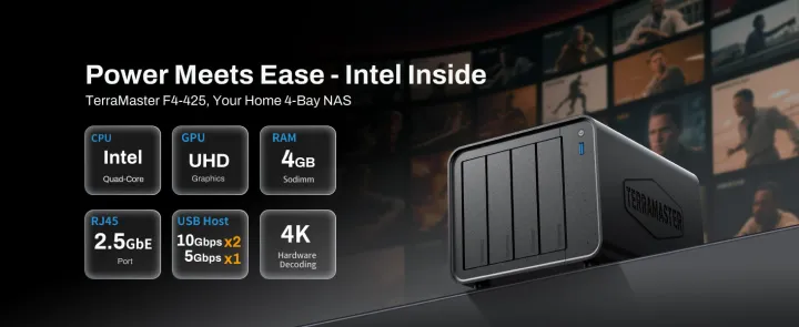 TERRAMASTER F4-425 4-Bay NAS Storage - Intel X86 Quad-Core CPU,แรม4GB,2.5GbE LAN,เครือข่ายที่แนบมาที่เก็บข้อมูลมัลติมีเดียเซิร์ฟเวอร์สำหรับผู้ใช้ภายในบ้านปลั๊กแบบ US (ไม่ใส่) | Lazada Thailand