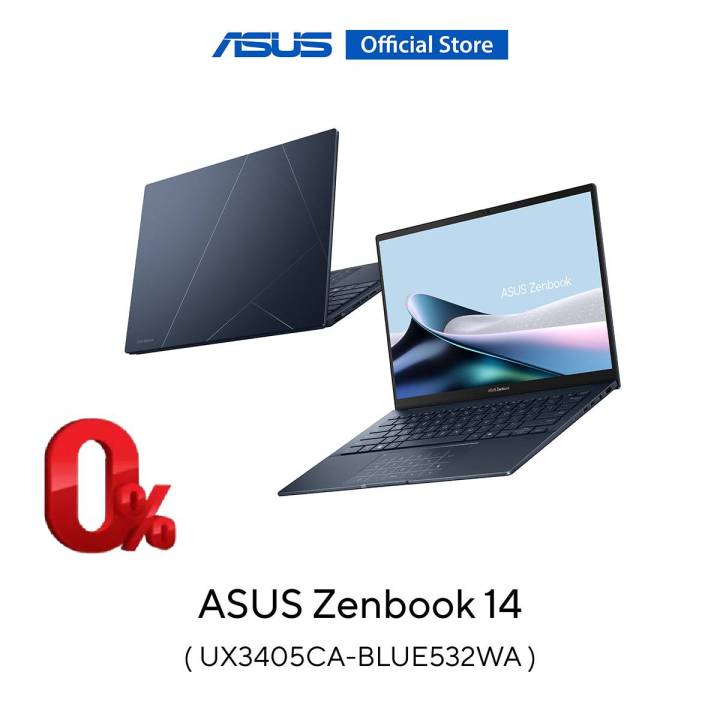 ASUS Zenbook 14 OLED UX3405CA-BLUE532WA, 14-Inch Thin and Light Laptop, 3K OLED, Intel Core Ultra 5 225H, 16GB LPDDR5X-7467 on board, Intel Arc Graphics, 512GB M.2 NVMe PCIe 4.0 SSD, Thin 14.9mm, Lightweight 1.2kg, Eye Care, Wi-Fi 7 | Lazada Thailand