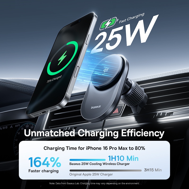 Baseus PrimeTrip VC2 Pro Magnetic Wireless Car Charger Mount Qi2.2 Air Vent พร้อม Dual Cooling, 25W Fast Charging, Stable Holder สําหรับโทรศัพท์