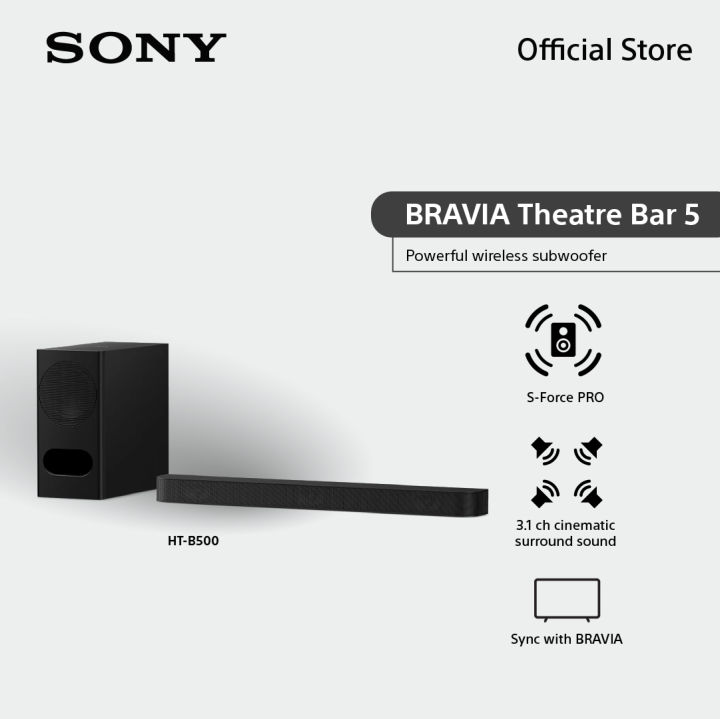 Sony BRAVIA Theatre Bar 5 | 3.1ch Soundbar with powerful wireless subwoofer |Surround Sound by Dolby Atmos®/DTS:X® | BRAVIA Connect app for Sony Smart TV | Bluetooth®, HT-B500, 2026 Model | Lazada Thailand