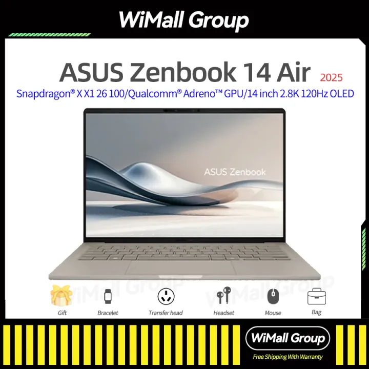 2025 Zenbook 14 Air/Zenbook A14 Snapdragon X X1 26 100/14 inch 2.8K 120Hz OLED 960g AI laptop อัสซุสหลิงเหยา 14 Air | Lazada Thailand