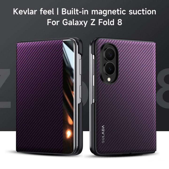 เหมาะสำหรับเคสมือถือ Samsung Galaxy Z Fold8 5G Z Fold 8 5G ZFold8 5G ทำจากหนังสำหรับผู้ไม่นิยมเนื้อสัตว์ PU ฝาครอบเคสแบบบางเฉียบพื้นผิวเคฟลาร์เคสป้องกันแม่เหล็กระบบอัจฉริยะกรอบกันกระแทกระดับธุรกิจ | Lazada Thailand