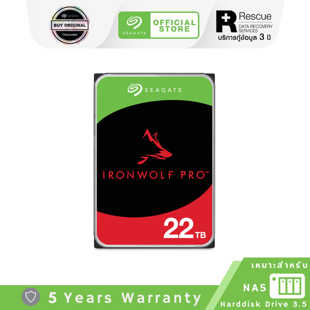 Seagate 22TB IronWolf Pro NAS HDD 3.5” 7200RPM C/512MB SATA 6Gb/s (ST22000NT001) | Shopee Thailand