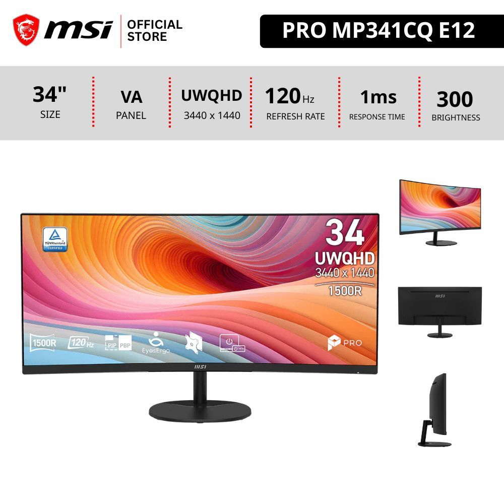MSI PRO MP341CQ E12 จอคอมพิวเตอร์ 3440 x 1440 (UWQHD) Monitor