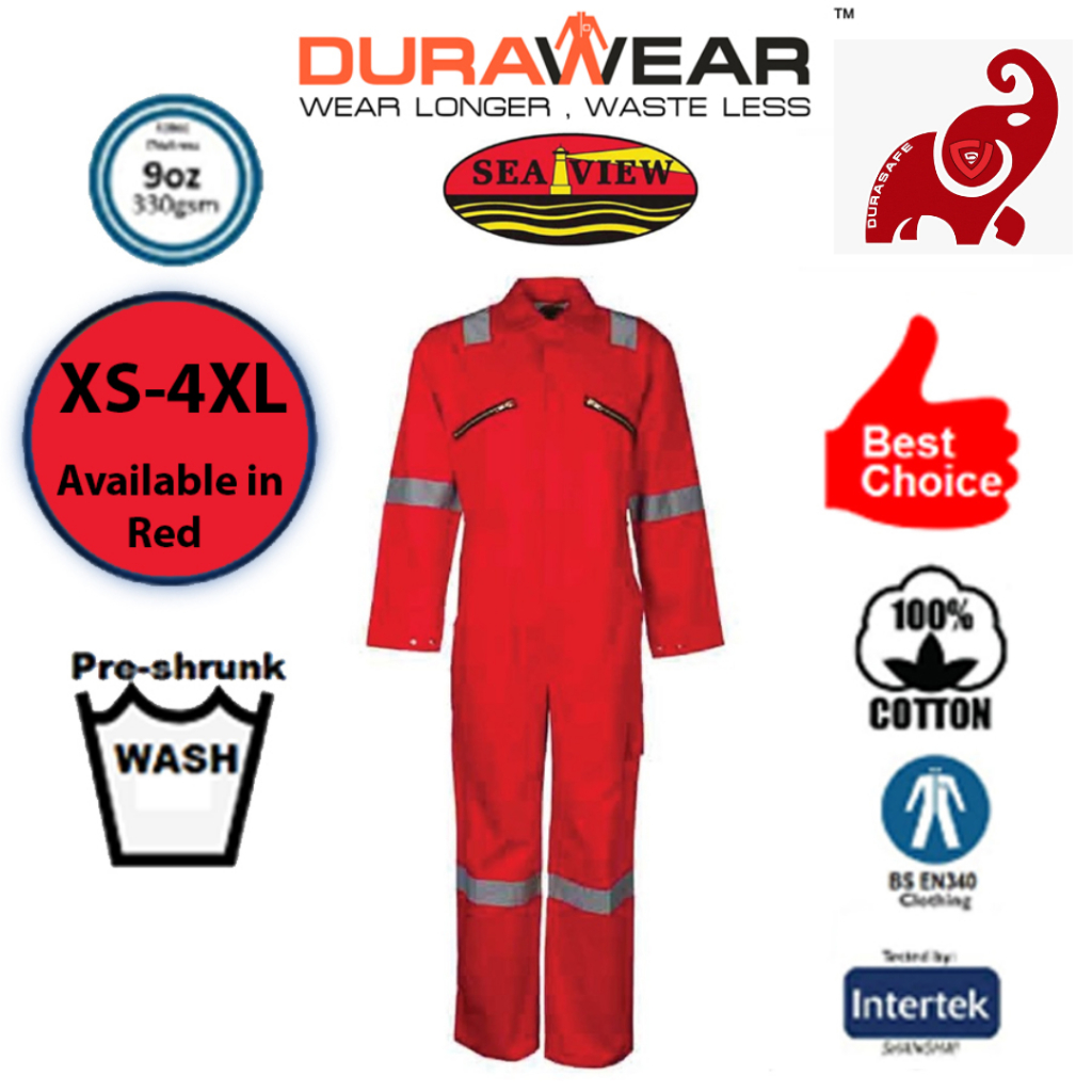 SEAVIEW™ Deluxe Coverall 100% Cotton Zip Red | Shopee Thailand