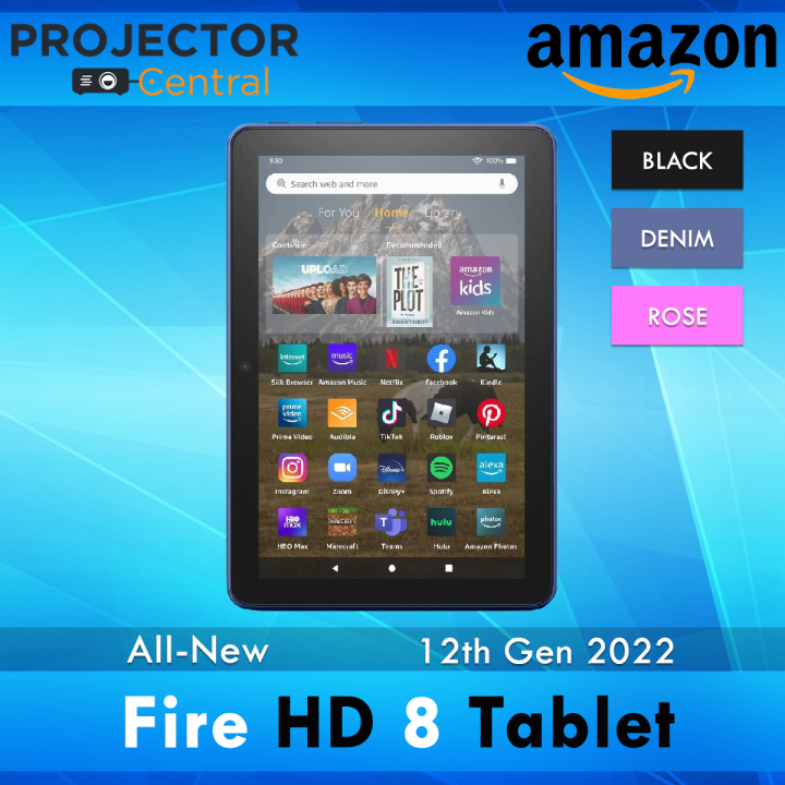 Amazon Fire HD 8 tablet (12th Gen, 2022 release) 8 Inch HD Display, 30% faster processor, designed for portable entertainment (Black / Denim) | Lazada Thailand
