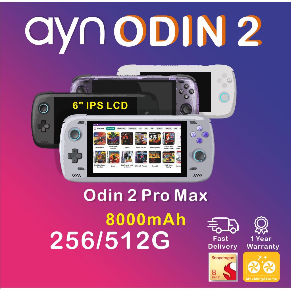 AYN Odin2 IPS 6" Pro Max Qualcomm Snapdragon 8 Gen 2 Adreno 740 LPDDR5x Ram USF 4.0 Ready Stock มีพร้อมส่ง | Shopee Thailand