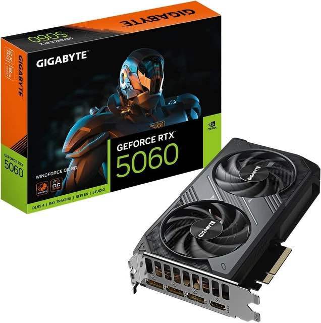 การ์ดจอ Gigabyte GeForce RTX 5060 WINDFORCE OC 8G หน่วยความจำ 8GB GDDR7 อินเทอร์เฟซ 128 บิต รองรับ PCIe 5.0 สำหรับเล่นเกม | Lazada Thailand