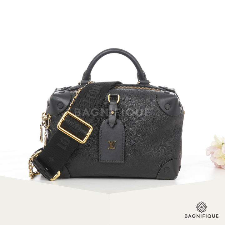 LOUIS VUITTON PETITE MALLE SOUPLE PM BLACK MONOGRAM EMPREINTE CALF GHW MICROCHIP | Lazada Thailand