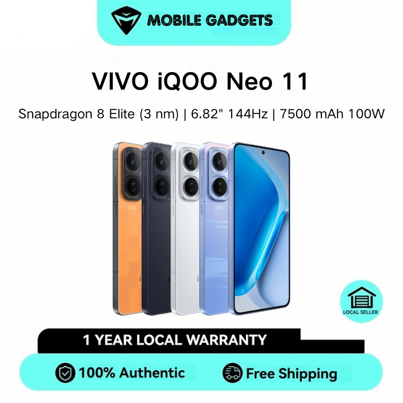 VIVO iQOO Neo 11 | Snapdragon 8 Elite (3 nm) | 6.82" 144Hz 1440 x 3168 pixels | 7500 mAh 100W wired iQOO Neo11 Neo9 | Shopee Thailand