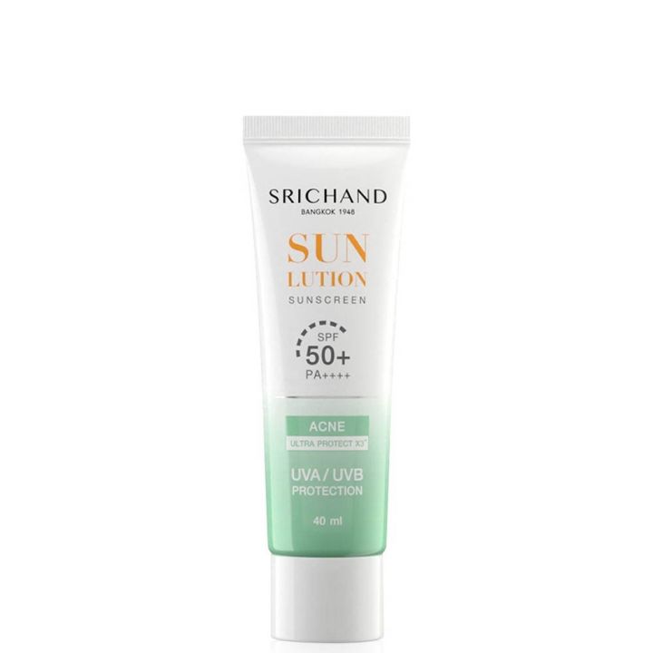 Srichand กันแดด ศรีจันทร์ ซันลูชั่น แอคเน่ แคร์ Sunlution Acne Care Sunscreen ครีมกันแดด SPF50+ PA++++ 40 ml. | Lazada Thailand