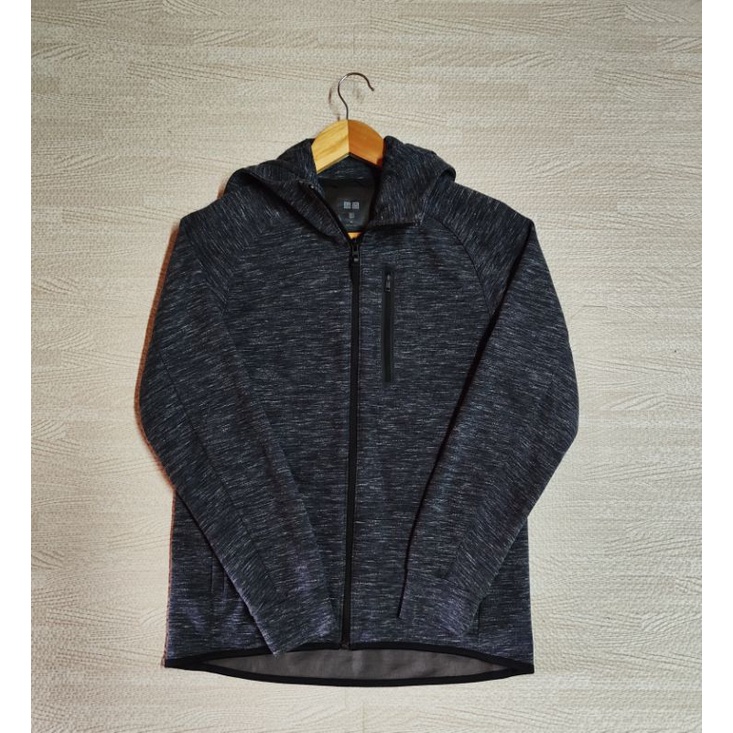 Uniqlo Dry Stretch Sweat Full-Zip Hoodie เสื้อสเวตเตอร์ มีฮู้ด สีเทาเข้ม Size M/L ชาย มือ2 | Shopee Thailand