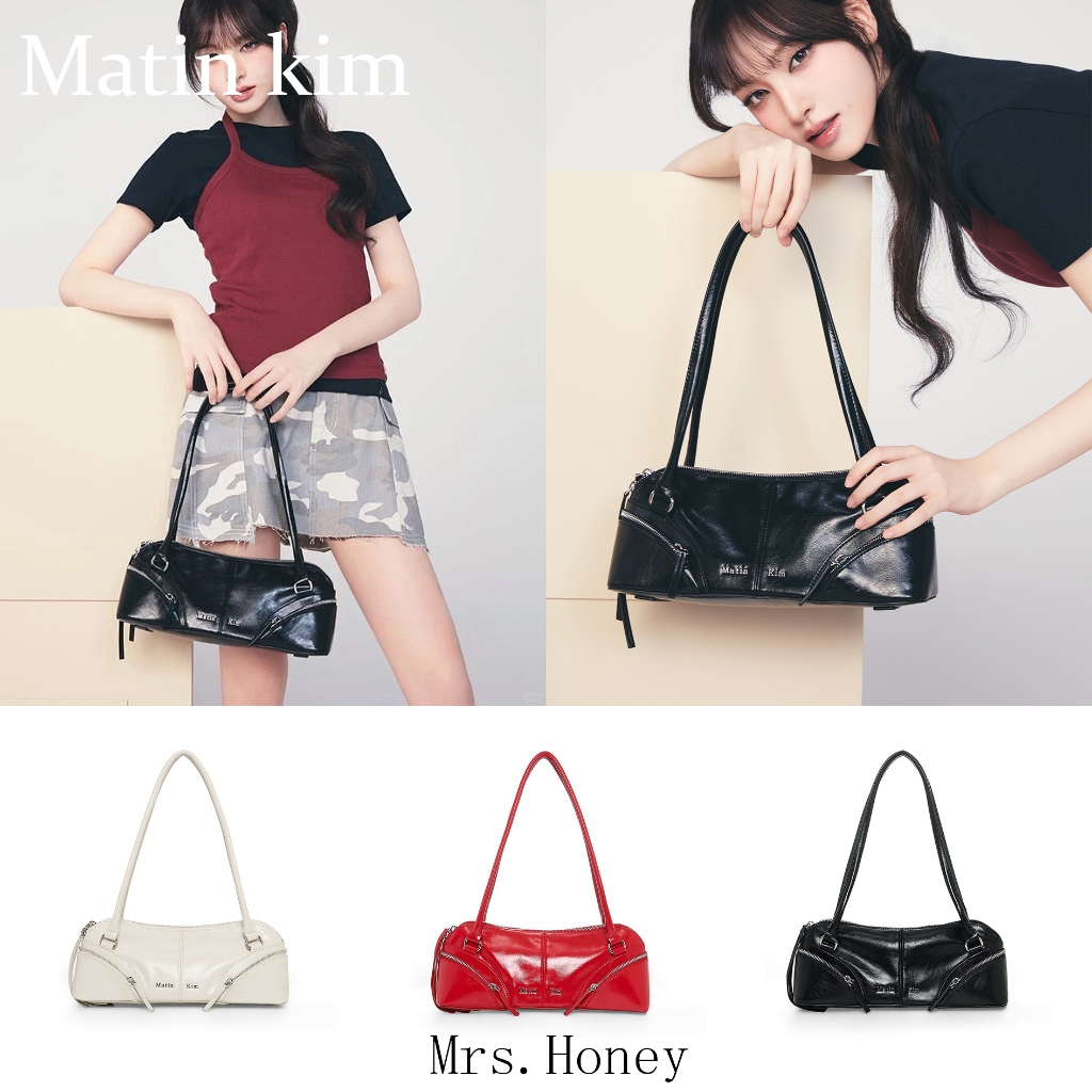 『 Mrs.Honey』แท้ / พร้อมส่ง✈️Matin kim CURVE ZIP BAGUETTE BAG กระเป๋าซิปทรงโค้ง | Shopee Thailand
