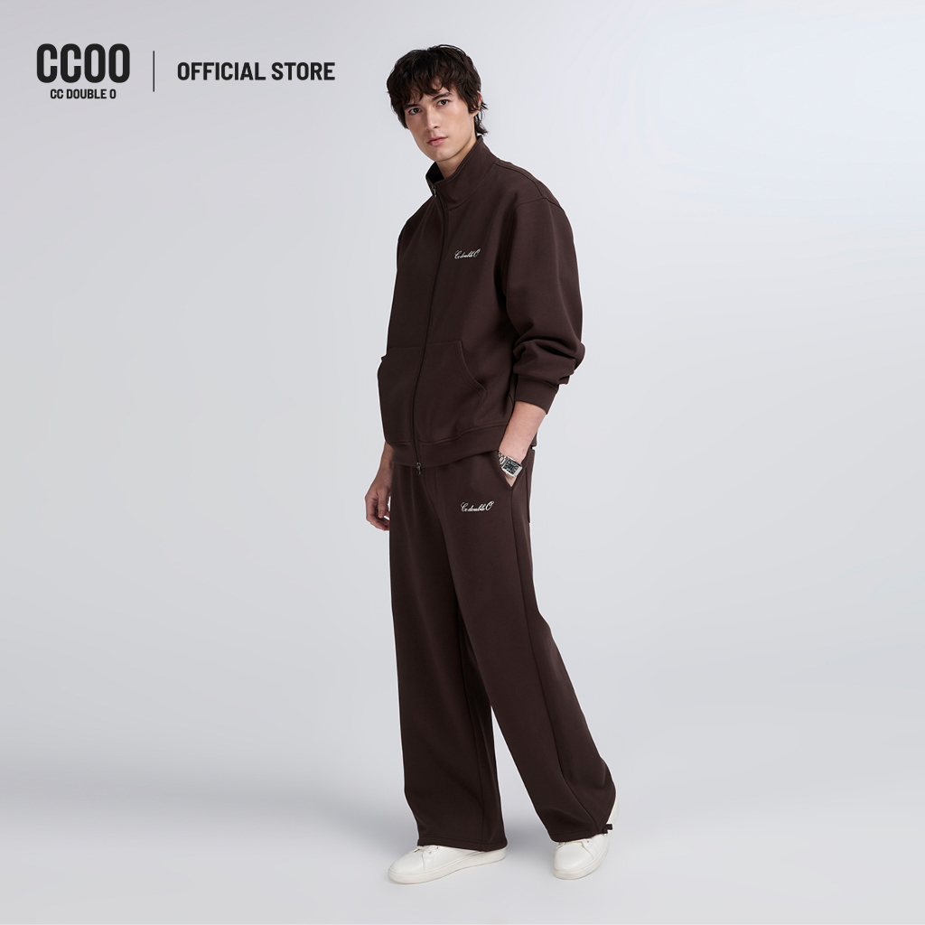 CC DOUBLE O SWEAT WIDE PANTS ผู้ชาย กางเกงวอร์มขายาวปักโลโก้ รุ่น O26WGMA219 (AW26 #A2)