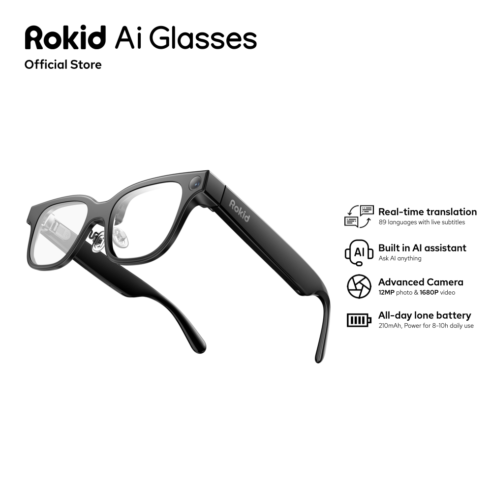 Rokid แว่นตา AI Glasses น้ำหนักเบา ถ่ายภาพได้ ผู้ช่วย AI อัจฉริยะ พร้อมฟังก์ชั่นแปลภาษาแบบ Real-time