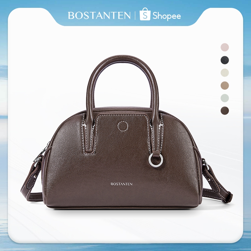 BOSTANTEN Mini Side Trunk กระเป๋าถือผู้หญิง ทรงครึ่งวงกลม หนังนุ่ม พกพาสะดวก สไตล์เรียบหรู ใช้ได้ทุกวัน | Shopee Thailand