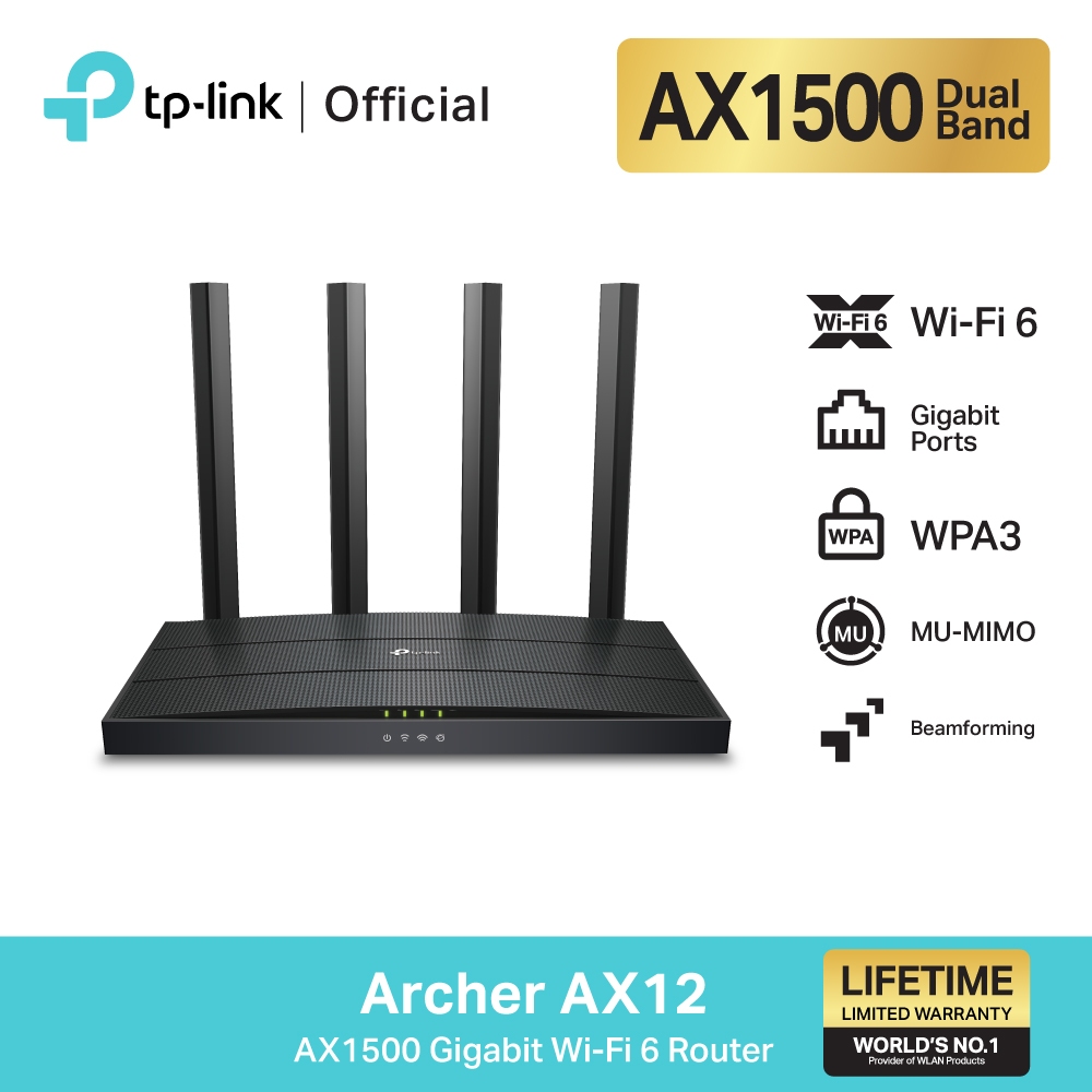 TP-Link Archer AX12 AX1500 Gigabit เราเตอร์ไวไฟ 6 พร้อม Beamforming และ OFDMA ช่วยลดความล่าช้าในการรับส่งข้อมูล