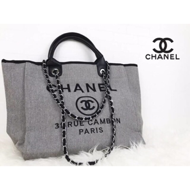 CHANEL Canvas Tote Shopping Bag | Shopee Thailand