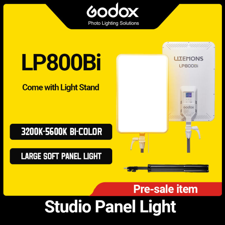 Godox LP800Bi 85Ws Litemons Bi-Color LED Light Panel 2800-6500K 180° Rotation 0-100% Dimming Photography Light for Live Streaming | Lazada Thailand