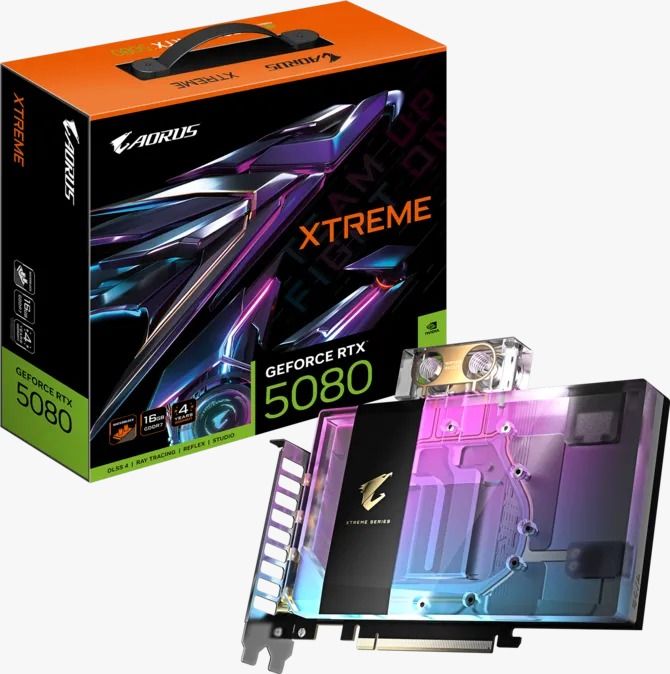 GIGABYTE AORUS GeForce RTX 5080 16GB GDDR7 PCI Express 5.0 Xtreme WaterForce WB Graphics Card | Lazada Thailand