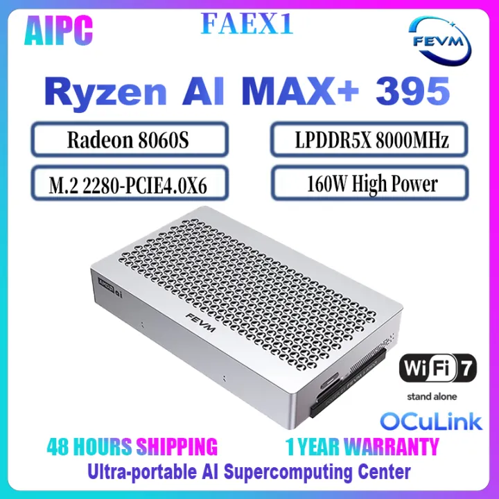 FEVM FAEX1 AMD Ryzen AI MAX+ 395 Radeon 8060S LPDDR5X 8000Mhz PCIE4.0 SSD Oculink Port WIFI7 MINI PC | Lazada Thailand