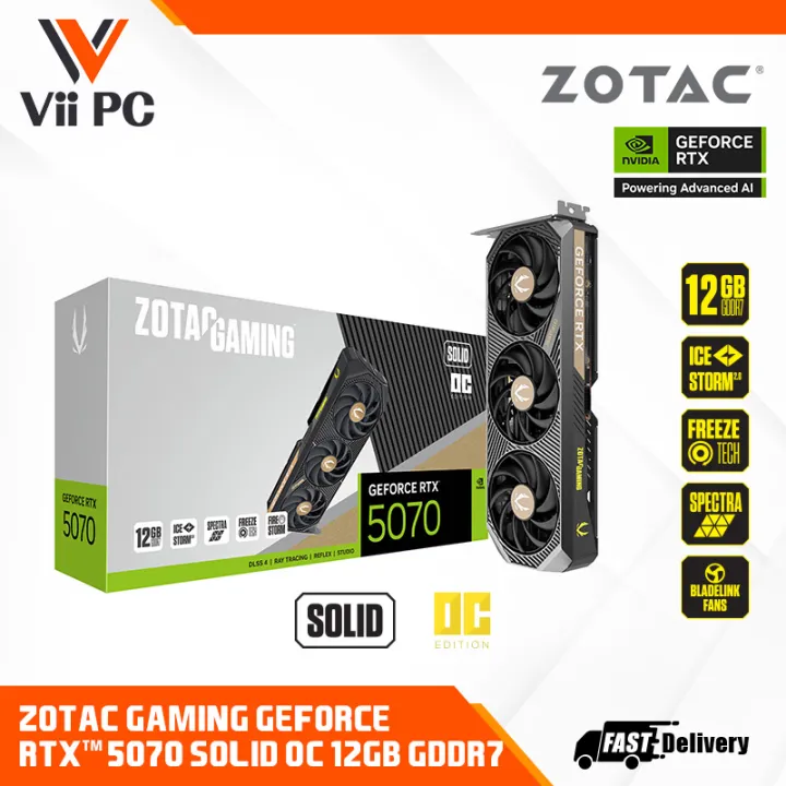 100% Genuine ZOTAC GAMING GeForce RTX 5070 / RTX5070 SOLID OC / NON OC 12GB DDR7 GAMING GRAPHIC CARD | Lazada Thailand