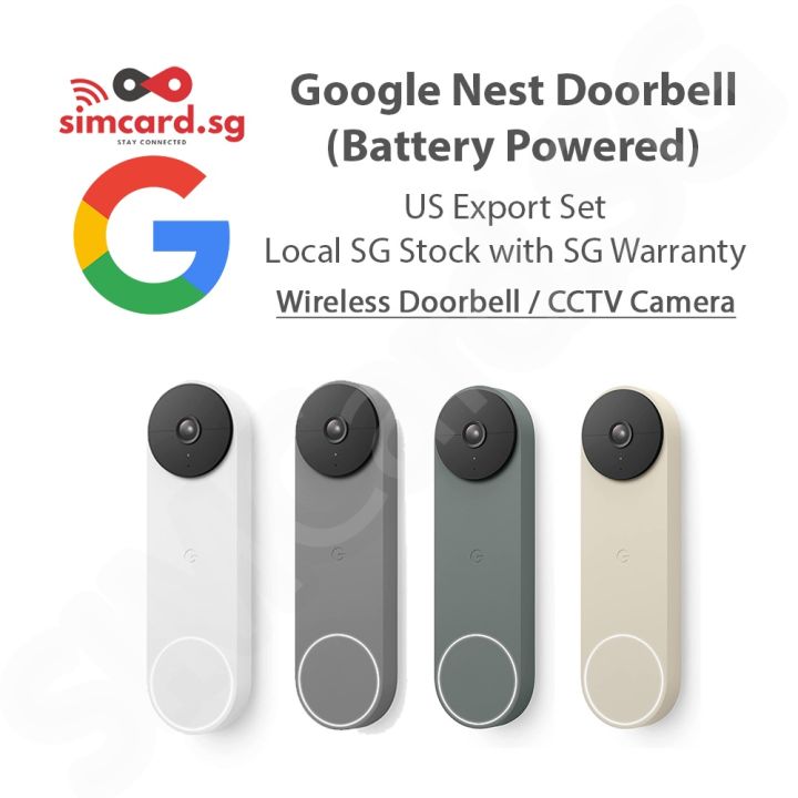 Nest Doorbell (แบตเตอรี่/สาย) /Nest Hello - Wireless Camera CC Video Door Bell Local SG Store Warranty | Lazada Thailand