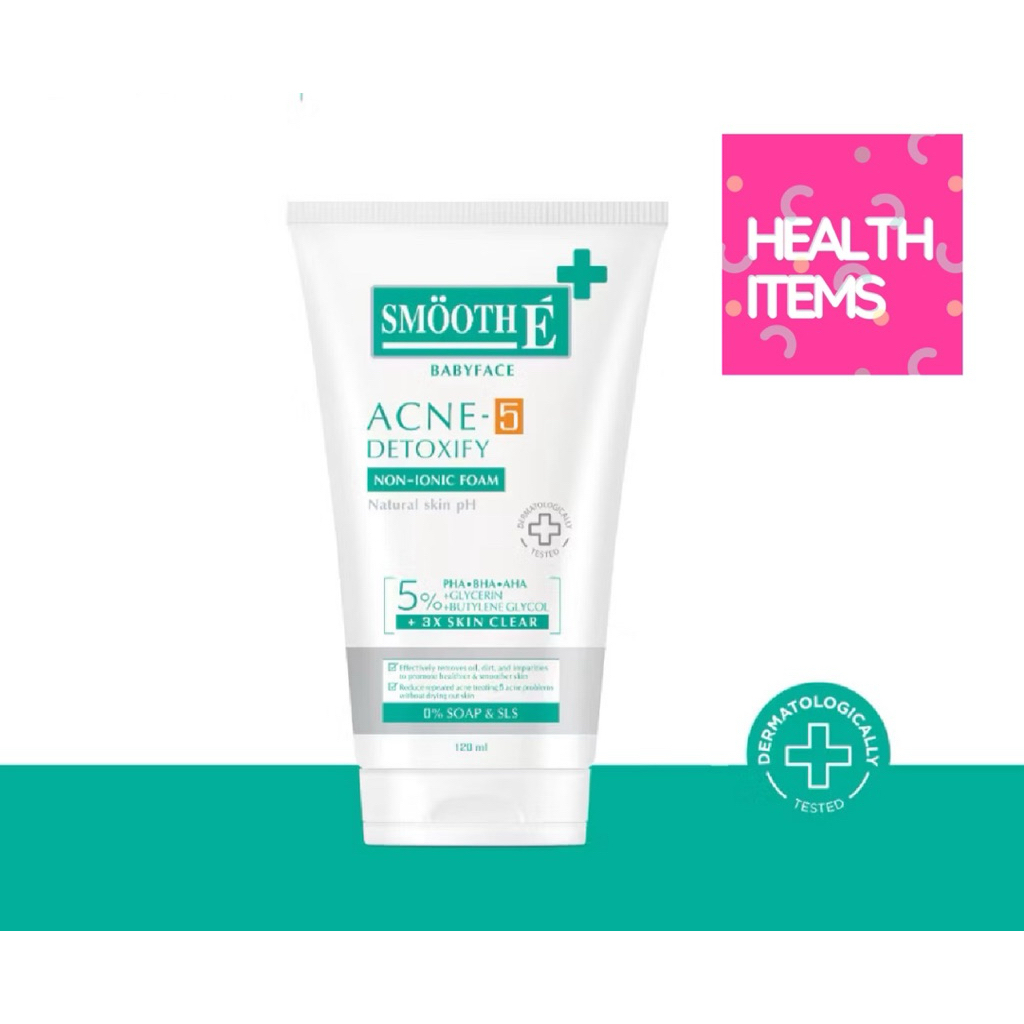 Smooth E Babyface Acne-5 Detoxify Non-Ionic Foam โฟมล้างหน้าลดสิว เสริมปราการผิวคุมมัน ผิวแข็งแรง | Shopee Thailand