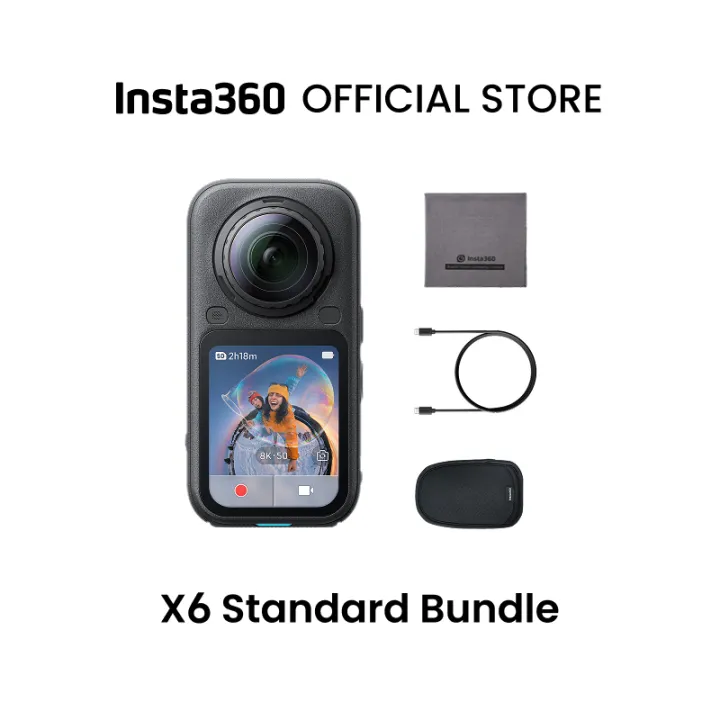 【New Launch】Insta360 X6 - 8K 360 Camera with 1/1.1'' Sensors Action Camera, Dual Custom Square 1/1.1" Sensors, Triple AI Chip, Replaceable Lens 2.0, 140 minutes 8K Video | Lazada Thailand
