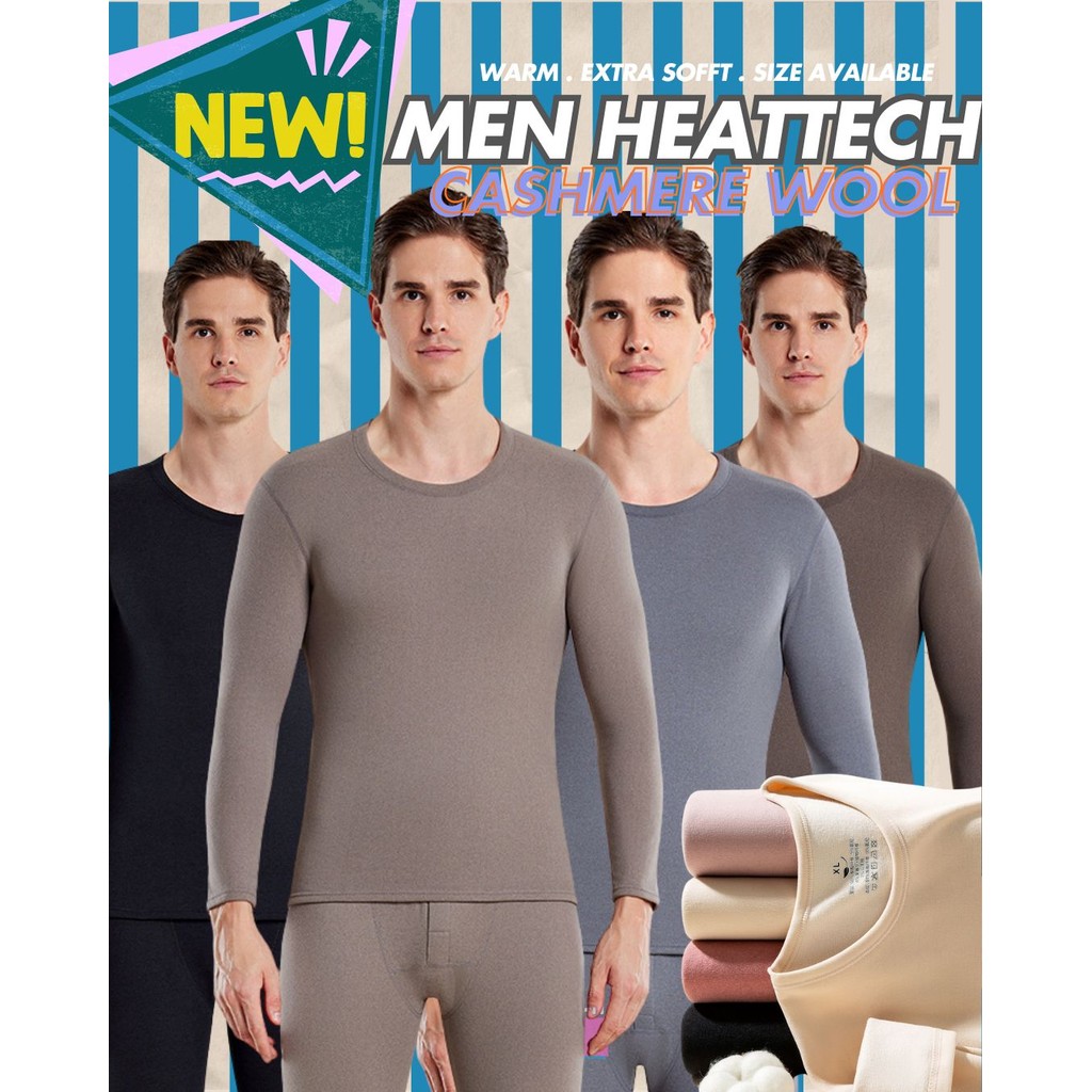 New! Men Cashmere wool Heattech - ชุดฮีทเทคผสมเนื้อแคชเมียร์ นุ่มมกว่า อุ่นกว่า บางกว่า