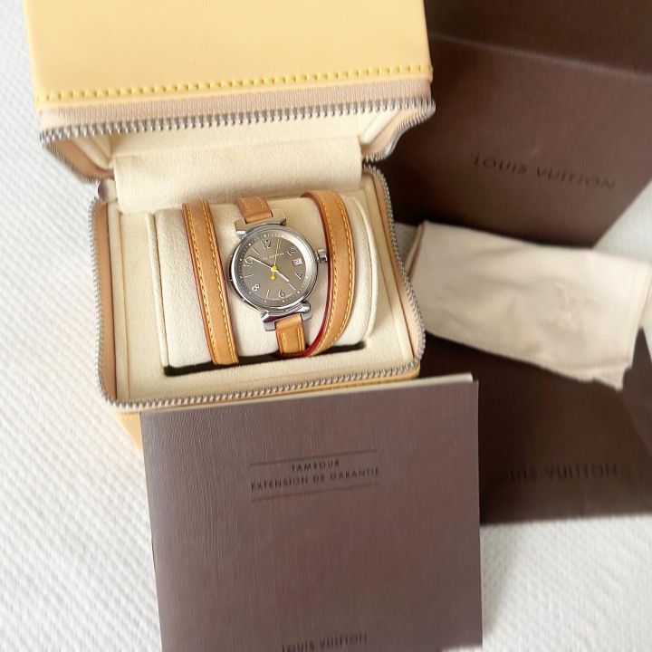 Like new!! Louis Vuitton Tambour Тriрle Соilеd Leather watch ของแท้ | Lazada Thailand
