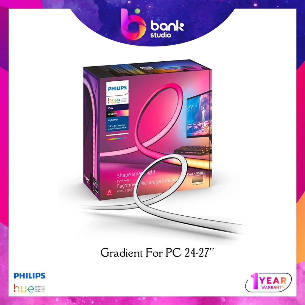 (ประกัน 1ปี) ไฟเส้นติดจอมอนิเตอร์ Philips Hue Play Gradient Lightstrip for PC 24-27'', 32-34''