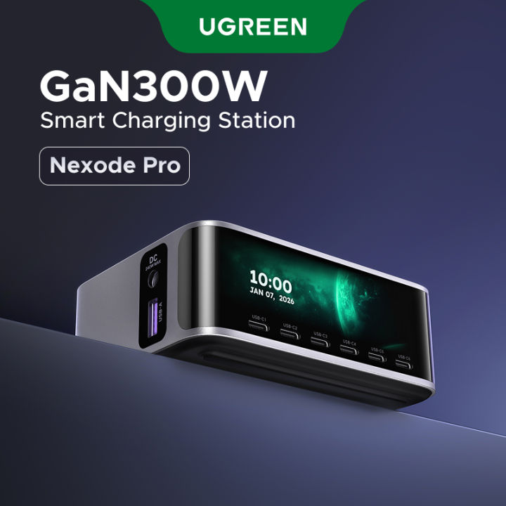 【Nexode Pro】UGREEN 300W GaN Fast Charger 8 Ports 6 USB-C 1 USB-A 1 DC Port Support SAMSUNG SCP3.0 Fast Charging for MacBooK iPad Samsung S26 Ultra S25S24 iPhone 17 16 15 pro max Huawei Mate 70 pro Tablet Cellphone Laptop | Lazada Thailand