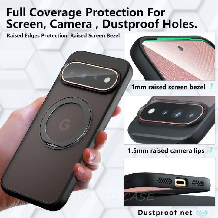 เคสสำหรับ Google Pixel 11 Pro XL Pixel11Pro Pixel11แม่เหล็ก360 ° หมุนปรับได้ชาร์จไร้สายและติดรถยนต์ผิวด้านกันกระแทกรองรับการกระแทกป้องกันการเกิดสีเหลืองป้องกันการเกิดลายนิ้วมือ | Lazada Thailand