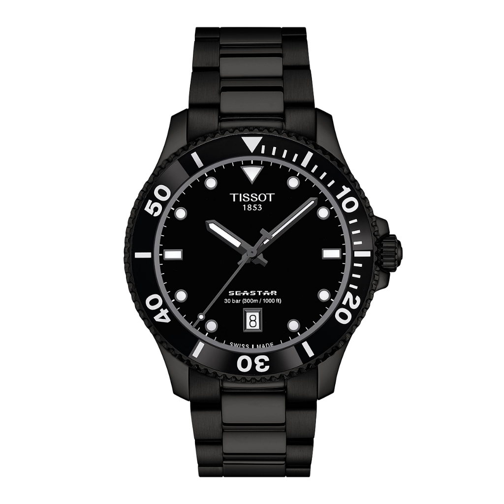 Tissot Seastar 1000 Quartz 40mm ทิสโซต์ ซีสตาร์ 1000 40มม. สีดำ T1204103305100 นาฬิกาผู้ชายผู้หญิง