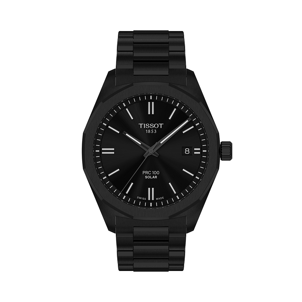 Tissot PRC 100 Solar Quartz 39 mm. ทิสโซต์ พีอาร์ซี 100 โซลาร์ ควอตซ์ สีดำ T1514223305100 นาฬิกาผู้ชาย
