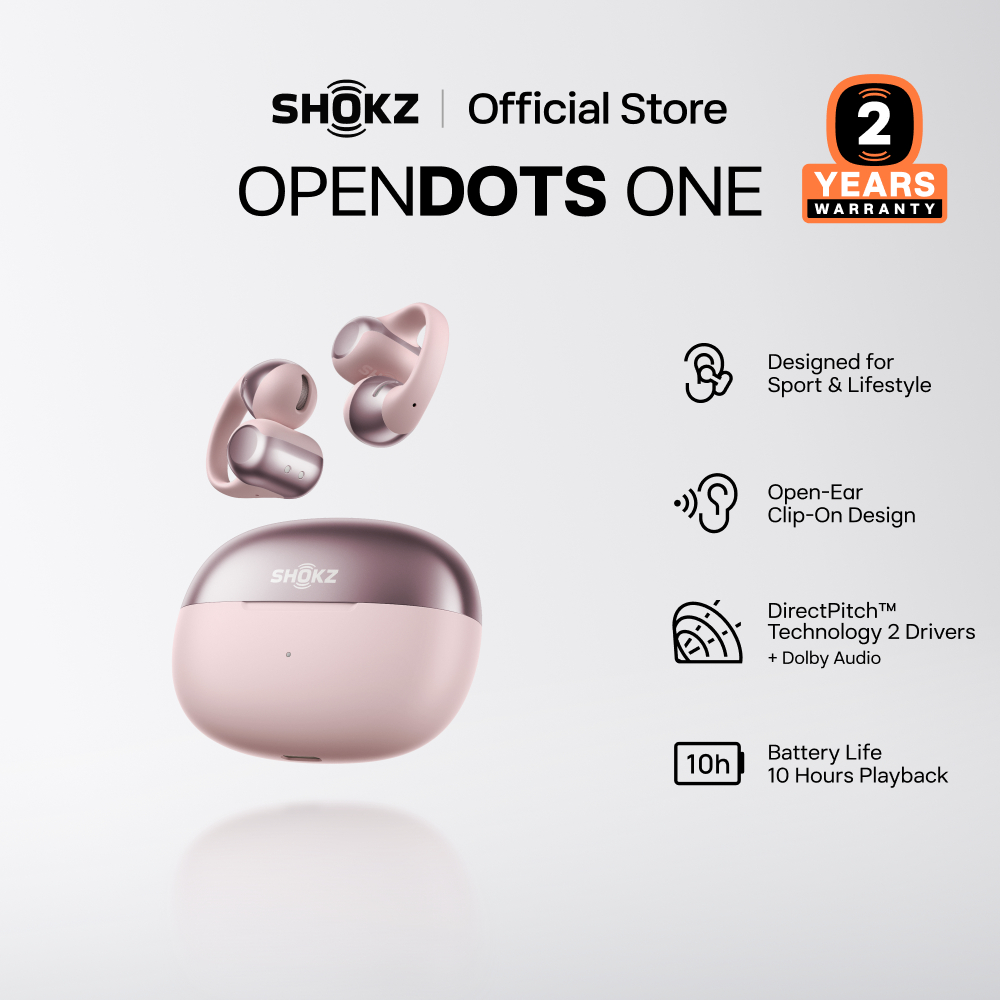 SHOKZ E310 OpenDots ONE ดีไซน์ Open-Ear เพื่อรับรู้เหตุการณ์รอบข้าง | ใส่สบายและไม่หลุดง่าย | ประสบการณ์เสียงสมจริง | เพลิดเพลินต่อเนื่องได้ถึง 40 ชั่วโมง