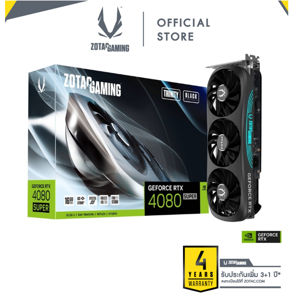 ZOTAC GAMING GeForce RTX 4080 SUPER Trinity Black Edition 16GB GDDR6X (ZT-D40820D-10P) | Shopee Thailand