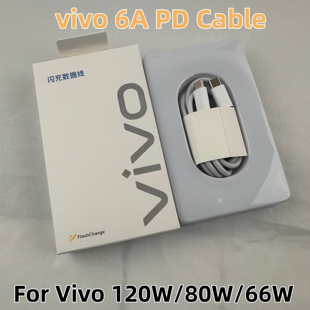 Original 6A 120W USB-C ถึง Type C สําหรับ Vivo X500 X300 X100 X90 Pro V70 V60 IQOO 15 12 11 9 FlashCharge PD Fast ชาร์จสายไฟ | Shopee Thailand