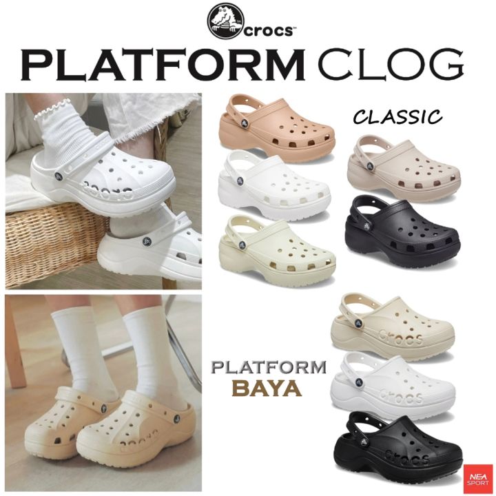 [ลิขสิทธิ์แท้] Crocs Classic Platform Clog รองเท้า ครอคส์ ผู้หญิง พื้นหนา | Lazada Thailand