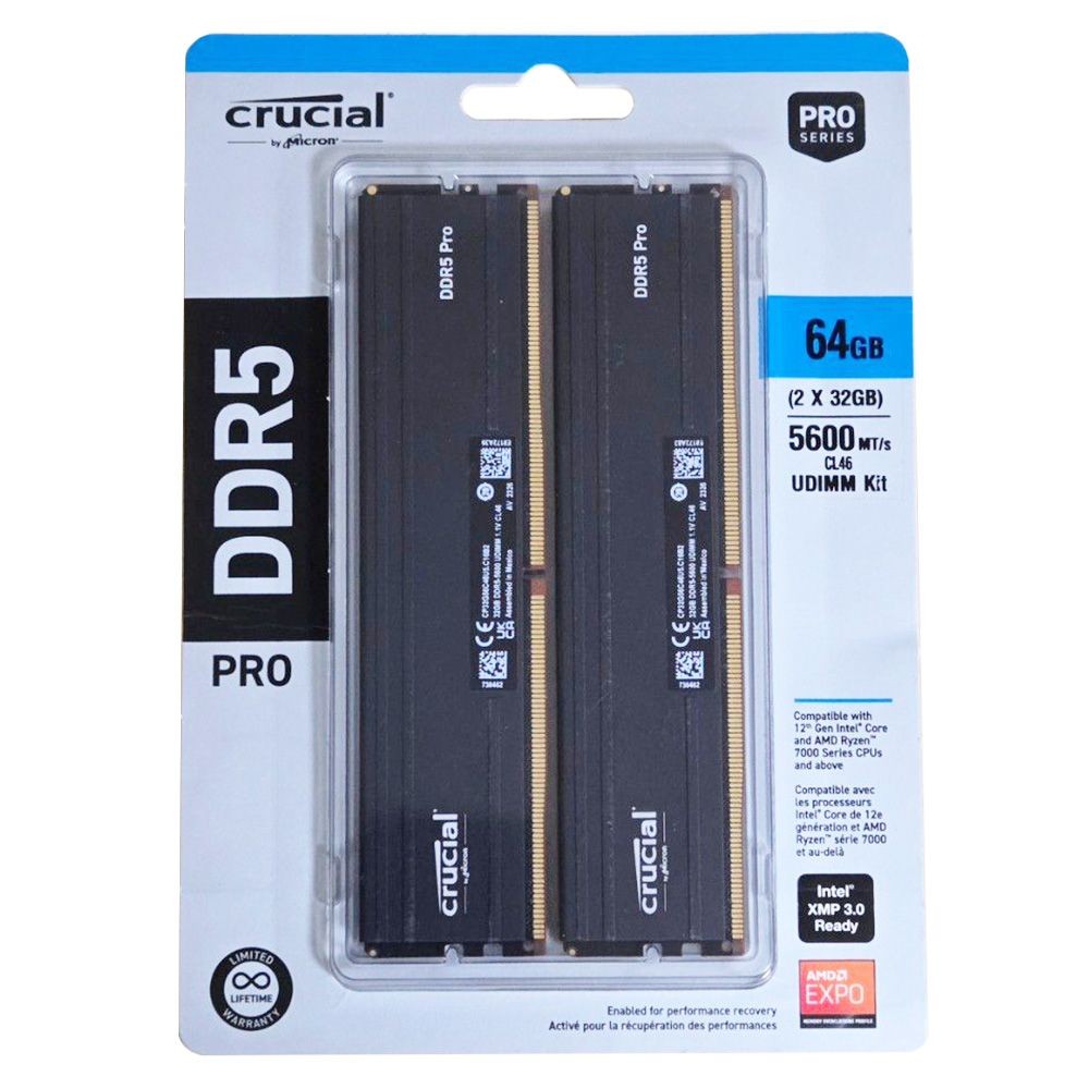 Crucial Pro 64GB (2x32GB) DDR5 5600MHz UDIMM RAM Desktop Memory Kit, CP2K32G56C46U5 | Shopee Thailand